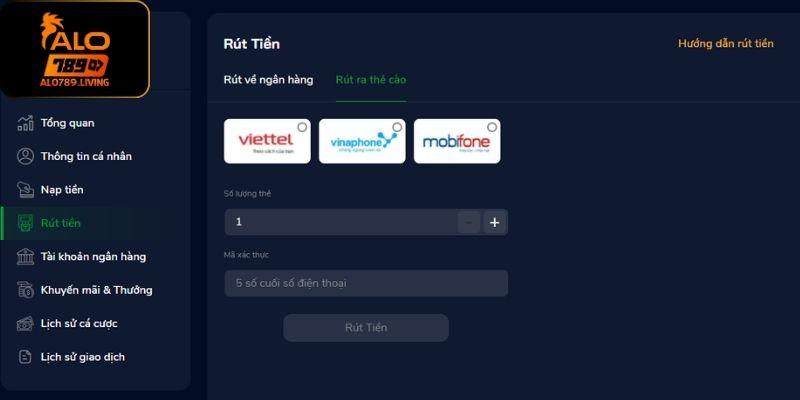 Hướng dẫn chi tiết rút tiền Alo789